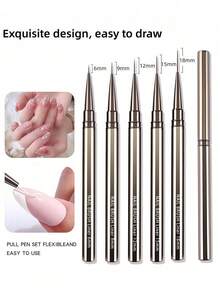 Pincel de Arte de Unhas com Cabo de Metal, 1 peça/2 peças/12 peças, Pincel de Linha para Linhas Longas, Detalhes, Pintura Fina e Aplicação de Cor Suave, Tamanho Conforme Mostrado, Pincel de Arte de Unhas em Gel - Multicolorido - Visão 2