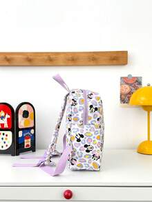 Disney 1pc Minnie Mouse Patch Mini Backpack, Colorful Leopard Print School Daypack, Multi-Pocket Casual Rucksack, Suitable For Girls/Students/Teenagers/Young People/Fans, Perfect For Back To School/Daily Outings/Shopping - Multicolor - View 9