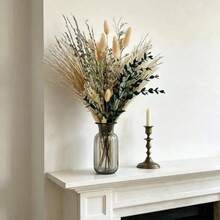 1 Bouquet Boho Artificial Pampas Reed Grass Bouquets, Artificial Floral Vase Fillers For Table Centerpieces, Wedding Home DIY Decor - Green - View 2