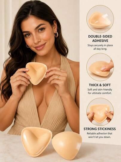 Double-Sided Adhesive Bra Pads, Invisible Seamless Bra Pads, Reusable Bikini Bra Pads, Suitable For Bikini Bra, Lingerie And Underwear Accessories