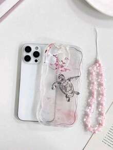 1pc Turtle + Bracelet Phone Case Compatible With Apple 16Pro/15Pro/14Plus/13/12/11 - Pink - View 6