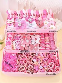 465pcs/Set Pink Butterfly & Flower Hair Accessories Set, Cute Hair Clips - Suitable For Girls And Women, Perfect For Dates, Parties, Back To School And Daily Wear - Multicolor - View 8