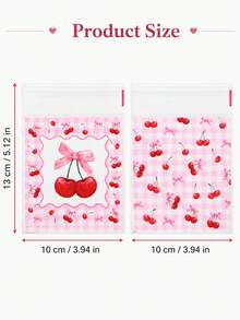 24 Peças Sacos de Embrulho de Presente Autosselantes com Laço de Cereja Coquette e Xadrez Rosa, Embalagens Fofas para Lembrancinhas de Festa, Joias, Doces e Artesanato Feito à Mão (Saco Reutilizável) - Multicolorido - Visão 5