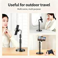 1pc Adjustable Desktop Phone & Tablet Stand, Gaming Live Streaming Recording Base, Compatible With Switch Air 4-10 Inch Devices, Cute Mini Desktop Decor Accessory, Ideal For Women Home Office Daily Use - Retractable Stand - View 7