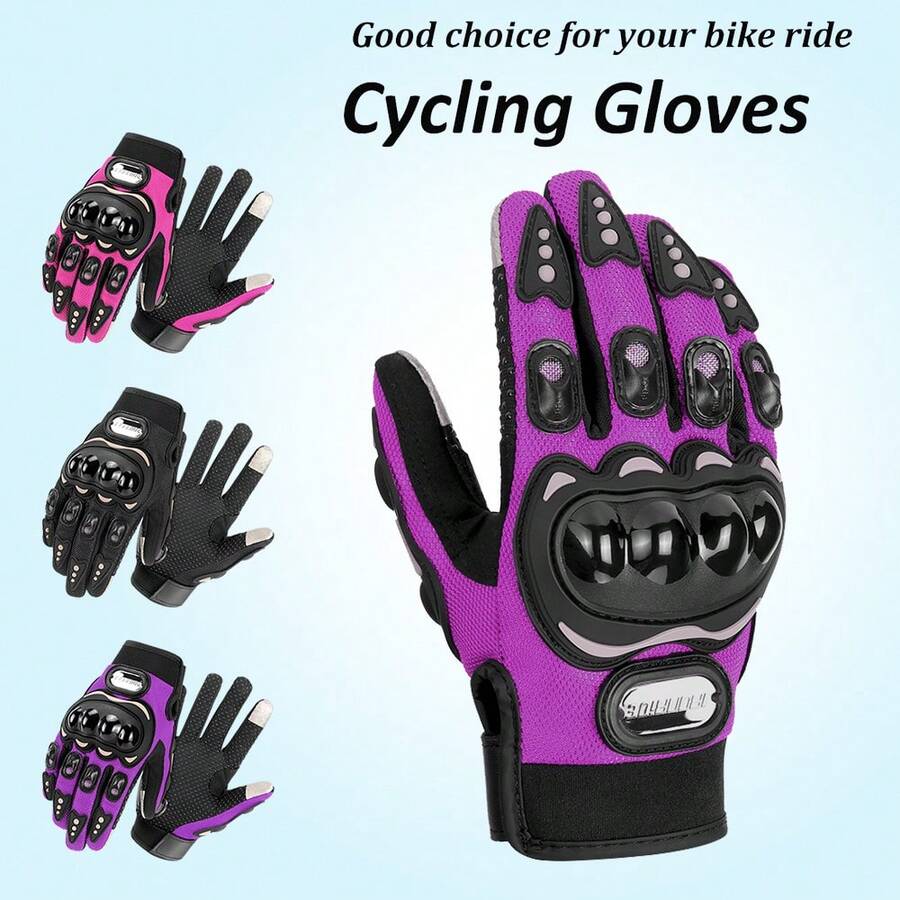 1 Pair Cycling Gloves, Summer Motorcycle Gloves, Cycling Accessories, Off-Road Motorcycle Full Finger Touchscreen Gloves, Outdoor Sports Gloves, Anti-Fall Cycling Gloves, M-2XL