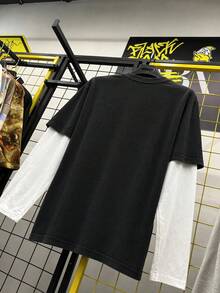 DOPE | Street Hip-Hop Musician Vintage Portrait 2 In 1 Long Sleeve Men's T-Shirt Top - Black - View 5
