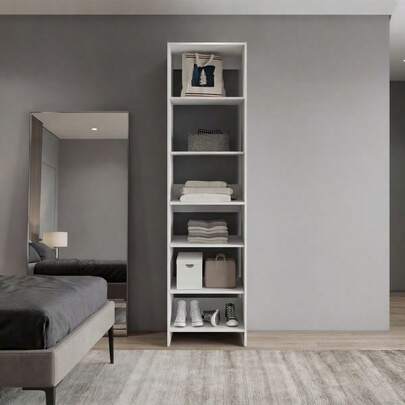 Freestanding Display Closet With 6 Open Shelves, Storage Organizer, Modern Storage For Bedroom And Bookcase