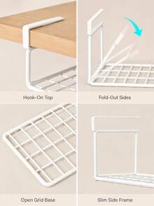 White Metal Hanging Shoe Rack, No Drilling Required, Suitable For Under Cabinets, Bathroom Shelf, Expands Storage Space, Unisex, Suitable For Families, Multi-Scene Shoe Rack, Suitable For Wardrobe/Entryway, Kitchen, Bathroom - Multicolor - View 11