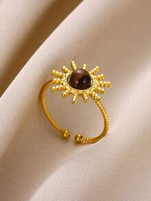 1pc 2Pcs/Set Fashion Amber Color Water Drop Stone Ring For Women Gold ...