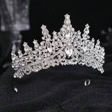 1 Stück Stück silberne Braut-Tiara mit komplettem Strassbesatz, Vintage-Kristall-Hochzeitskrone, elegantes Haaraccessoire für Schönheitswettbewerbe, Abschlussball und Partys - Verschiedenfarbig - Übersicht 3