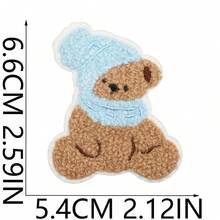 6pcs Curly Cartoon Cute Bear Embroidered Fabric Patch Applique Apple Bear Computer Embroidery Label Scarf Brown Bear Patch Suitable For Clothes, Hats, Bags, Jeans, Shirts, ZLY Decorative Patch - Multicolor - View 5