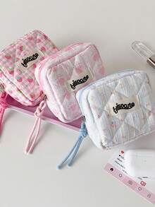1 Buah Tas Kosmetik Bentuk Kotak Kartun Manis untuk Anak Perempuan, Kotak Organizer Kabel Data Earphone Portabel Warna Merah - MultiWarna - View 6