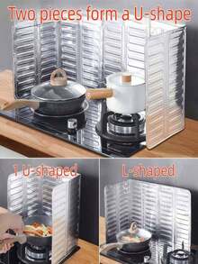 Foldable Gas Stove Splash Protector, Non-Food Contact Heat Insulated Splash Protector, Household Kitchen Cooking Splash Protector, Outdoor Camping Cookware Splash Protector - Silver - View 11