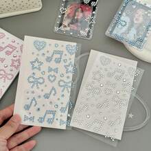 Back To School 3pcs Pearl Rhinestone Stickers Heart Music Note Star Self-Adhesive Crystal Gem Stickers Aesthetic Pastel Decals For Goo Card Journal Scrapbook Phone Case Photo Frame DIY Crafts Makeup Nail Decor Party Supplies Heart Stickers - Multicolor - View 9