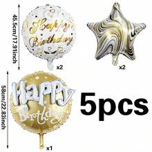 5pcs Creative 3D Happy Birthday Letter & Star Balloon Set, Birthday Party Foil Balloons - Balloon - View 10