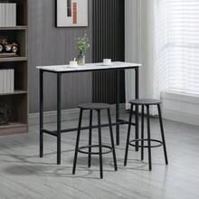 Bar Table Set With Stools, 3-Piece Bar Table Set, Dining Table With 2 Stools, Dining Room Set, High Table, Kitchen Table, Steel, White, Black - 白色 - 查看 2