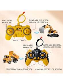 2-In-1 RC Toy Set: Excavator And Dump Truck - Multicolor - View 5