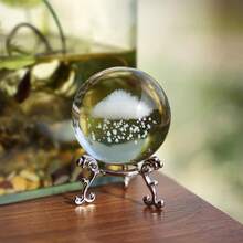 2pcs 60mm (2.3 Inch) 3D Laser Engraved Lightning Cloud Crystal Ball With Base, Engraved Glass Paperweight, Home And Party Desktop Decor Feng Shui Ornament - Multiple Styles - View 3