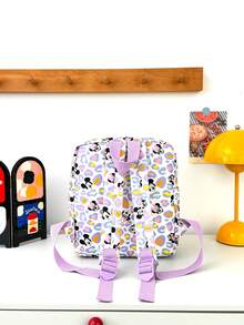 Disney 1pc Minnie Mouse Patch Mini Backpack, Colorful Leopard Print School Daypack, Multi-Pocket Casual Rucksack, Suitable For Girls/Students/Teenagers/Young People/Fans, Perfect For Back To School/Daily Outings/Shopping - Multicolor - View 10