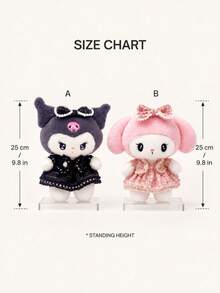 SANRIO 1件 25cm/9.8in 毛絨娃娃，可愛時尚洋裝填充娃娃，柔軟聚酯纖維收藏禮品，1件卡通人物，適合房間裝飾、汽車裝飾與女孩 - 彩色 - 查看 10