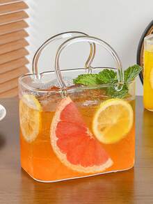 1pc 750ML Large Capacity Transparent Borosilicate Glass Tote/Fruit Tea Mug With Straw, Coffee Pot, Perfect For Creating Elegant And Fashionable Bar Or Cocktail Party, Summer Essential - 0.5L-1L - View 7