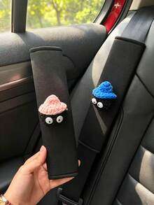 Cute Coal Ball Car Seat Belt Shoulder Pad, Soft Anti-Chafing Interior Decor Cover, Universal Fit Car Interior Decoration, Soft Anti-Abrasion Shoulder Protector - Coal Ball - View 4