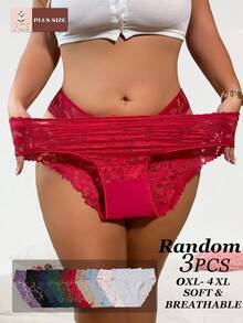 FOVTY 3 Buah Celana Dalam Wanita Seksi Berenda Ukuran Besar, Warna Acak, Hitam dan Putih - MultiWarna - View 1