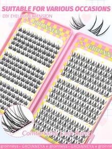 GROINNEYA 300pcs Cat Eye DIY Cluster Eyelash Extensions, Thin Single Segment Natural False Eyelash Bundles, Manga Lashes, Ultra-Thin Invisible Eyelash Stem, Easy To Wear, Reusable, Comfortable Fit - C - View 5