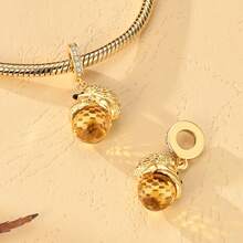 1pc Golden Autumn Sunflower Butterfly Maple Hedgehog Hazelnut Acorn Pendant Beads, DIY Jewelry Making Charms For Bracelet Necklace, New Fall Jewelry - Gold - View 8
