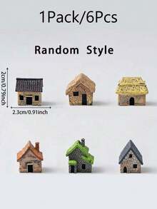 6pcs Miniature Landscape Houses, Mini Villa Resin Figurines, Thatched Cottage Micro Landscape Decor, Suitable For Model Landscape Architecture, Desktop Terrain, Gardening DIY Fairy Garden, Bonsai Succulent Decoration And Glass Container Flower Pot Decoration - Multicolor - View 8