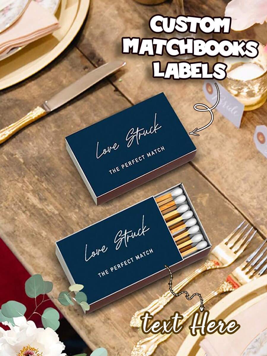 Personalized Matchbox Labels And Custom Stickers For Wedding Favors, Custom Wedding Decorations For Bride,Bulk Labels For Birthday Parties, Anniversaries And Corporate Events, Decorative Gift Stickers And Party Packaging Accessories - Multicolor - View 1