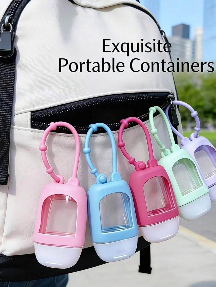 1/2pcs Alcohol-Free Hand Sanitizer Bottle With Protective Case And Keychain, Flip Top, Refillable, Suitable For Travel Carrying Liquids, Toner, Lotion, Etc. - Multicolor - View 1