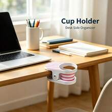 多功能可折疊飲料杯架，夾式便攜杯架，適用於沙發扶手、海灘、泳池、躺椅，防滑可調節側邊杯子/咖啡杯收納支架 - A - 查看 3