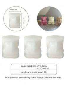 [1 pezzo Stampo per candele 3D a forma di orsetto] Stampo in silicone per candele a forma di orsetto, stampo per colata di resina 3D a forma di orsetto grande, materiale per la realizzazione di saponi artigianali con motivo a rose in rilievo, adatto per regali fai-da-te per la casa - Bianco - Visualizzare 9
