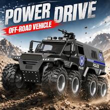 TEMI 8-Wheel Drive Police Armored Vehicle Toy, Suitable For Children 3 Years And Above, Inertia Off-Road SWAT Car Model, Friction Powered Truck, Ideal Gift For Birthday And Christmas - Black - View 2