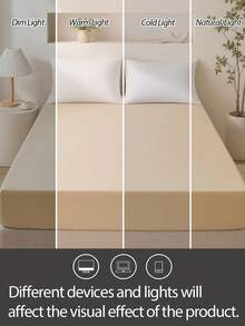 1pc Solid Color 25cm Deep Pocket Fitted Sheet, Soft & Breathable Mattress Protector, Suitable For All Bed Sizes, Dorm & Home Bedding Decor - Beige - View 7