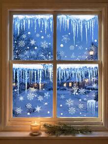 4pcs Christmas Icicle Window Sticker Decals, Includes Snowflake And Icicle Decals, Icicle Christmas Window Stickers, Winter Wonderland Background Decorative Stickers, Suitable For Christmas Home Decor,Shop Window Cling, Ideal Winter Decor Party Props - Ice Pick Style - View 6