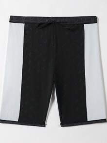 361degree New Men's Racing Bermuda Swim Trunks, Drawstring Waist, Breathable Quick-Dry High-Stretch Fabric, Letter Print Fashionable Design, Suitable For Hot Springs, Kayaking, Paddleboarding, Surfing, Rafting, Beach Volleyball, Teenagers, Adults, All Seasons - Black - View 8