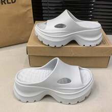 1 Pair Women's Height-Increasing Slippers, Thick Sole 2.75in Height Boost, Summer Outdoor Wear, Arch Support, Stand For A Long Time Without Tired Feet, Casual Fashion Versatile Sandals, Soft Sole Non-Slip Slippers - Multicolor - View 12