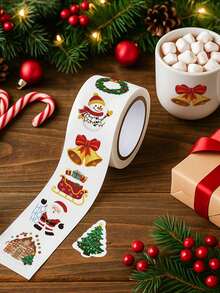 200 Pcs/Roll Christmas Stickers, Christmas Tree Pattern Label Stickers, Christmas Gift Box Envelope Decoration Label Stickers, Santa Claus Bell Christmas Sock Mistletoe Style Self-Adhesive Stickers, Used For Christmas Party Gift Decoration, 2026 Christmas Decoration, Merry Christmas Home Decor, Christmas Party Decoration, Christmas Party Gift DIY Packaging Supplies, Christmas Gift Decoration Stickers, 2027 New Year Decoration, Christmas Crafts - Christmas Bells - View 3