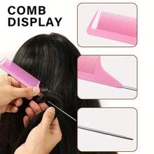 1pc/6pcs Curly Hair Styling Comb Set, Pink Portable Salon Hair Tools Kit, Includes Spray Bottle, Hollow Fluffy Brush, Pointed Tail Comb, Hair Padding Brush, Hairline Brush And Silk Bath Cap, Multi-Functional Hair Care Accessories For Women's Daily Hairstyling - Thickened version - View 3