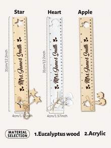 Custom Wooden Acrylic Ruler, Personalized Name Measuring Tool, Minimalist Desk Accessory, Customized Teacher Appreciation Gift, Customizable Office Supplies, Birthday, Graduation, Thanksgiving And Christmas Gift - Style a - View 2
