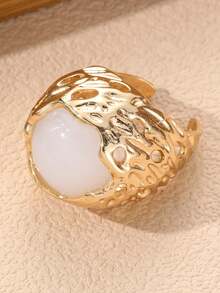 NAIZHU 1/4pcs Luxury Vintage Old Money Style Resin & Metal Rings For Women, Daily Wear, Date, Party Accessory - Multicolor - View 13