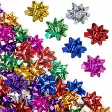 Juego de 100 lazos de regalo mixtos, cinta decorativa de caja de regalo con flor de estrella láser, para envolver regalos de vacaciones, decoración navideña, materiales de manualidades DIY, boda, regalo de cumpleaños, decoración de ramos y regalo de fiesta - Talla única - Ver 1