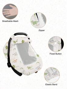 1pc Baby Basket Dust Cover, Cotton Gauze Breathable Protective Cover, Spring/Summer Baby Dust-Proof, Windproof, Sunscreen Canopy, Mosquito Net With Openable Window, Universal Fit - Multicolor - View 5