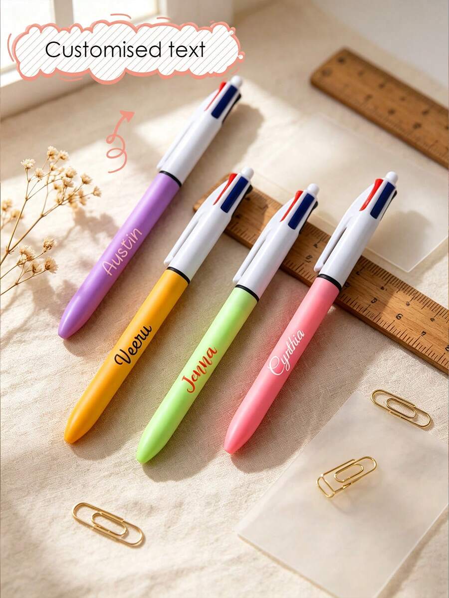 Personalized Multifunctional Pen, Bestselling Customized Engraved Writing Tool, Popular High-End Stationery, Smooth Ink Flow, Fashionable Portable Design, Thoughtful Gift For Colleagues, Teachers, Friends And Students, Durable Office And School Daily Essential - Multi-color - Multi-functional Pen - View 1