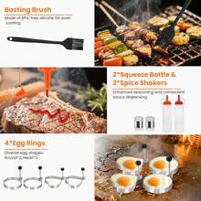 29PCS Griddle Accessories Kit, Flat Top Grill Accessories Set, Flat Top Grill Accessories Tools With Metal Spatula Set, Burger Press, Melting Dome, Scraper, Tongs, Carry Bag Outdoor BBQ - 1 - View 5