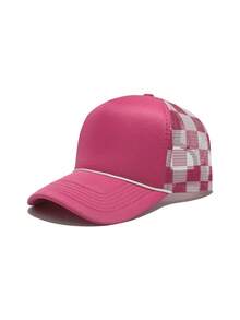 1pc Adult Versatile Two-Tone Plaid Trucker Hat, Casual Lightweight Breathable Versatile Women's Outdoor Hat, Suitable For Spring/Summer Daily Commute, Outdoor Outings, Hiking, Camping And Other Scenarios, Suitable As A Gift, Women's Hat, Beach Hat, Beach Accessory, Beach, Travel Essential, Sun Hat - Multicolor - View 8