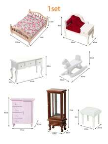 1 Set 16cm 1:12 Dollhouse Miniature Luxury Fun Dollhouse Furniture, Complete Set Of Home Decor, Bedroom And Living Room Scene Miniature Items, Suitable For Soft Decor Matching; Adult Women Collection Atmosphere Good Item, Desktop Micro Landscape, All-Season Indoor Scene - Multicolor - View 11