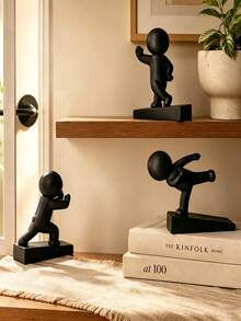3pcs/1pc Funny Decorative Door Stopper, Human Figure Design, Multiple Poses And Styles Available, Movable Door Wedge To Protect Walls And Floors, Suitable For Home And Office, Keep Door Open, Home Decor Desktop Ornament - White - View 5